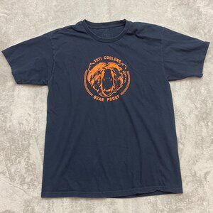 Yeti Coolers Men Bear Proof T-Shirt Navy Blue Cotton Outdoor Graphic Shirt Large